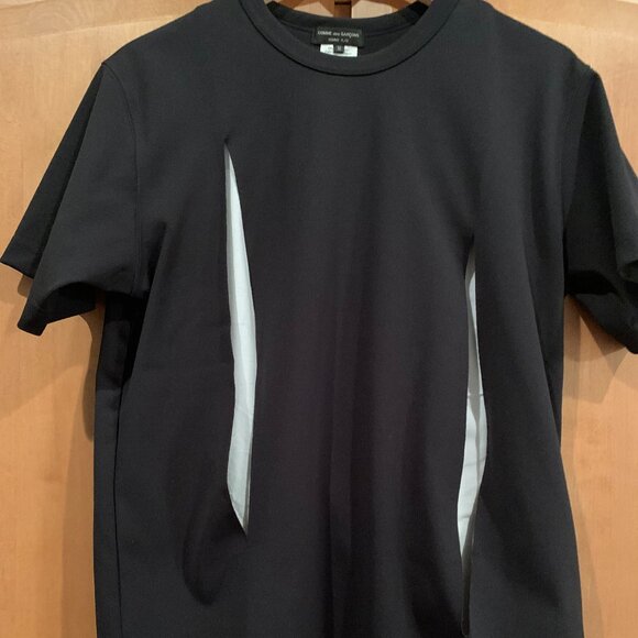 black Comme des Garcons Homme Plus vertical slits t-shirt size M - Picture 6 of 8
